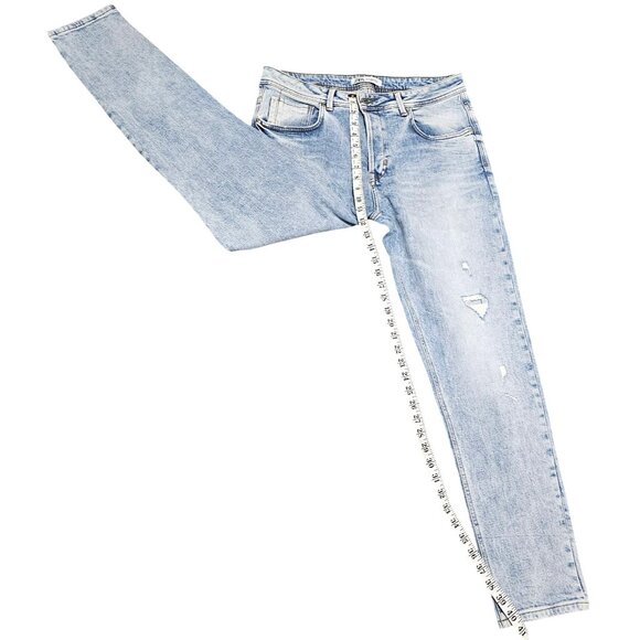 Zara Woman's Light Wash Distressed Straight-Leg Denim Jeans Size 34 - Picture 12 of 14